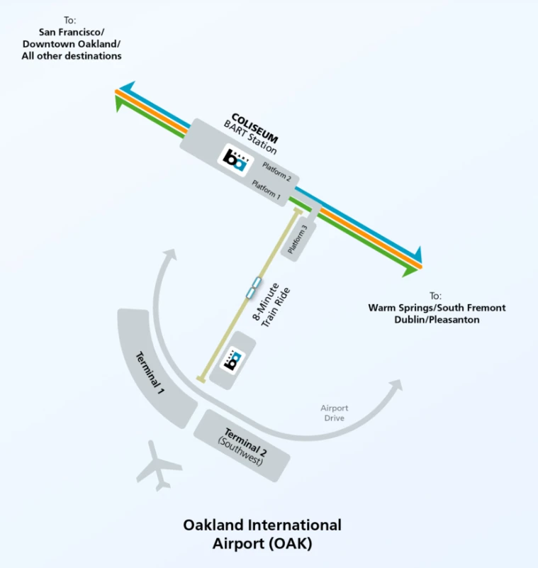 Mapa BART aeropuerto de Oakland