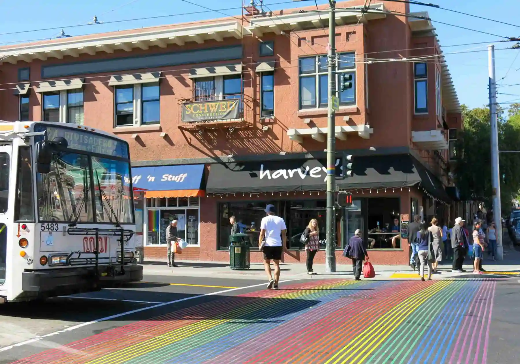 Multicolored pedestrian crossing in El Castro, San Francisco