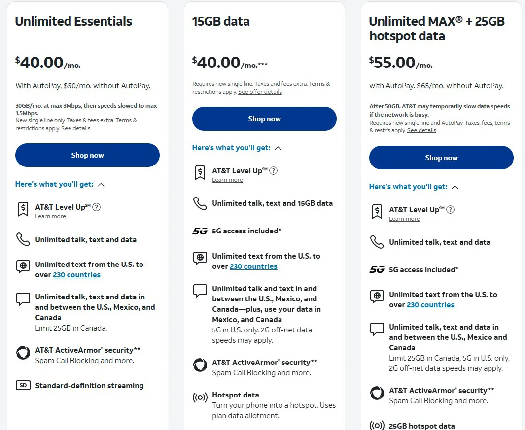 AT&T prepaid plans