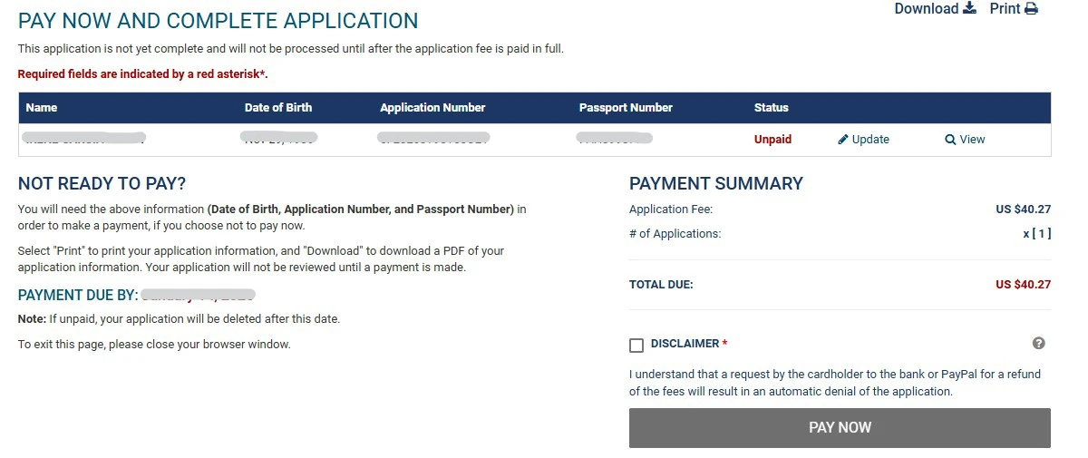 How much does cost the ESTA?