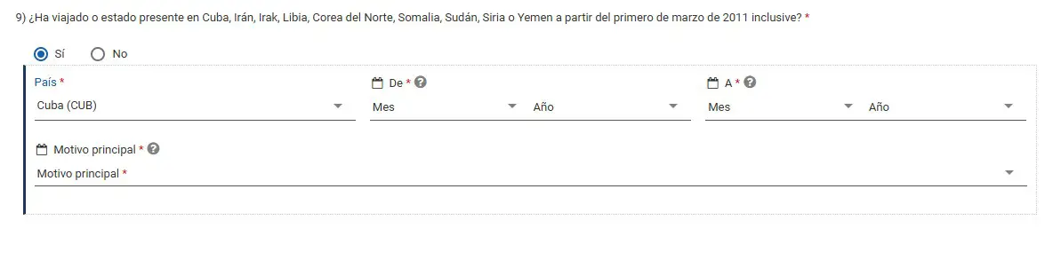 Visado Estados Unidos si has viajado a Cuba