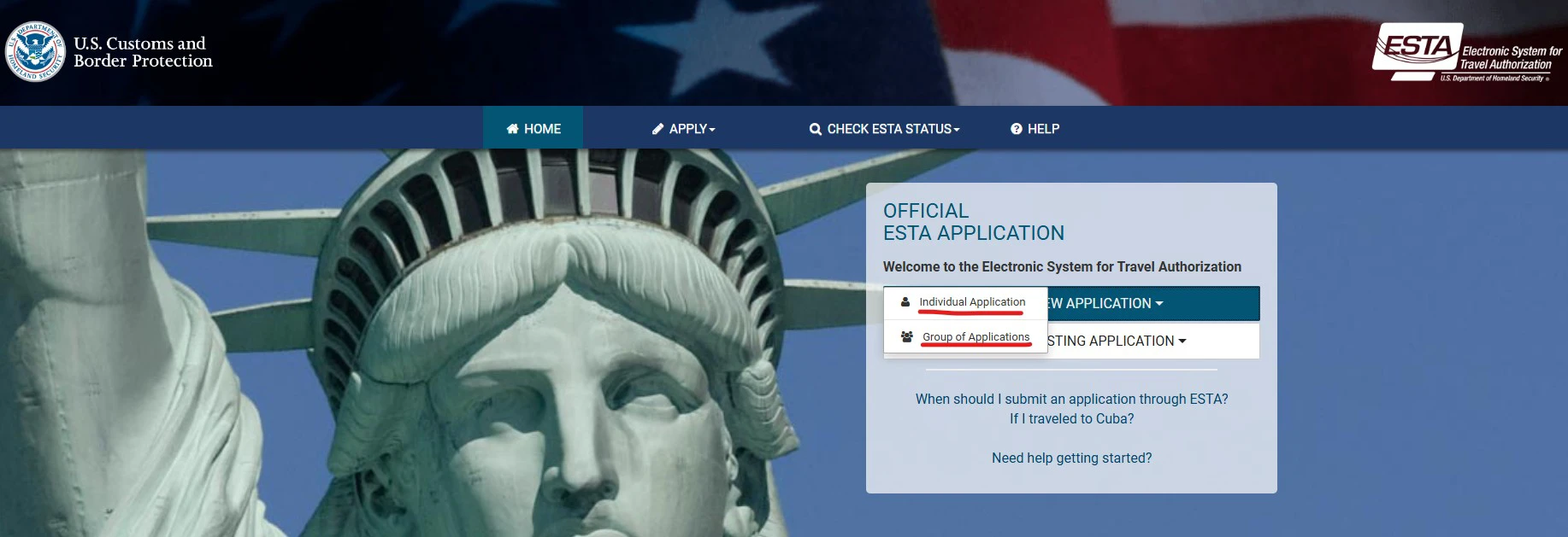 Official ESTA website