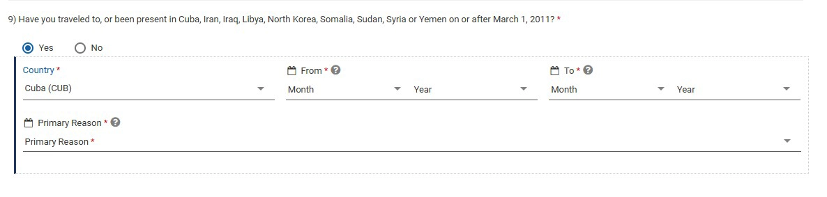 Travel to Cuba and the ESTA