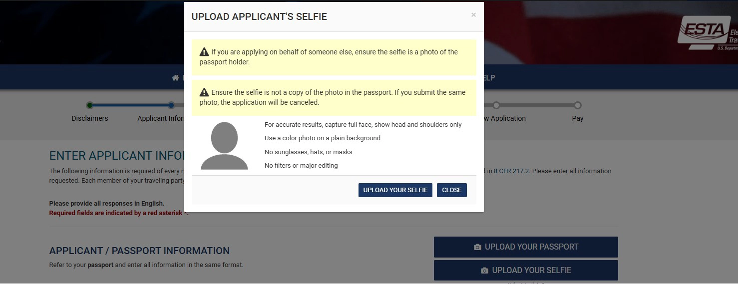ESTA application process