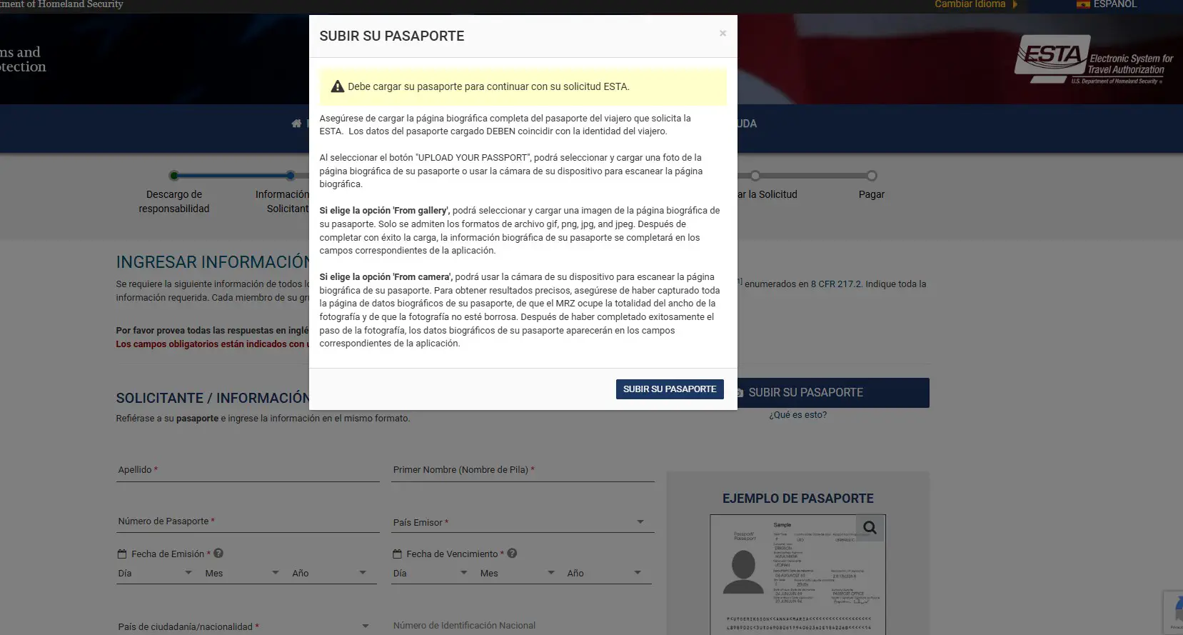 Tramitar el ESTA para Estados Unidos