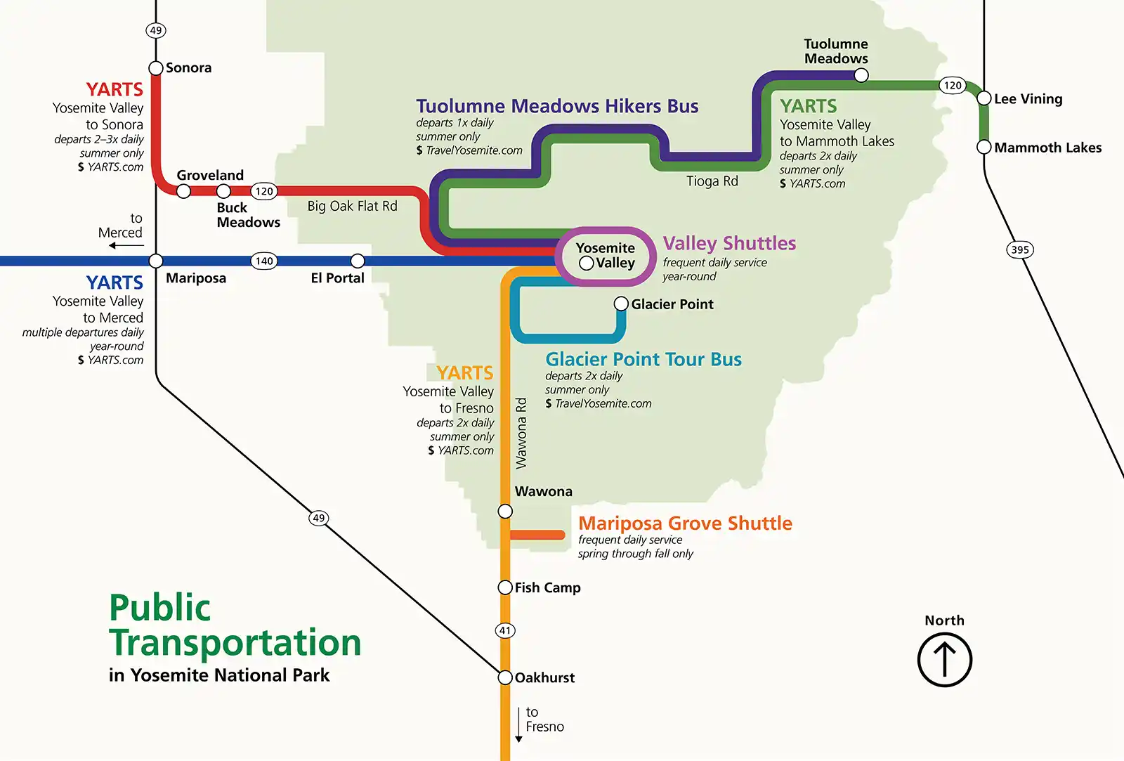 Yosemite Public Transportation Map