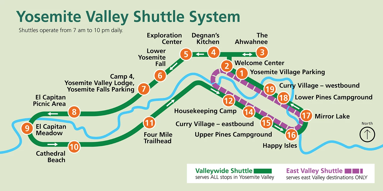 Yosemite Valley Shuttle Service Map