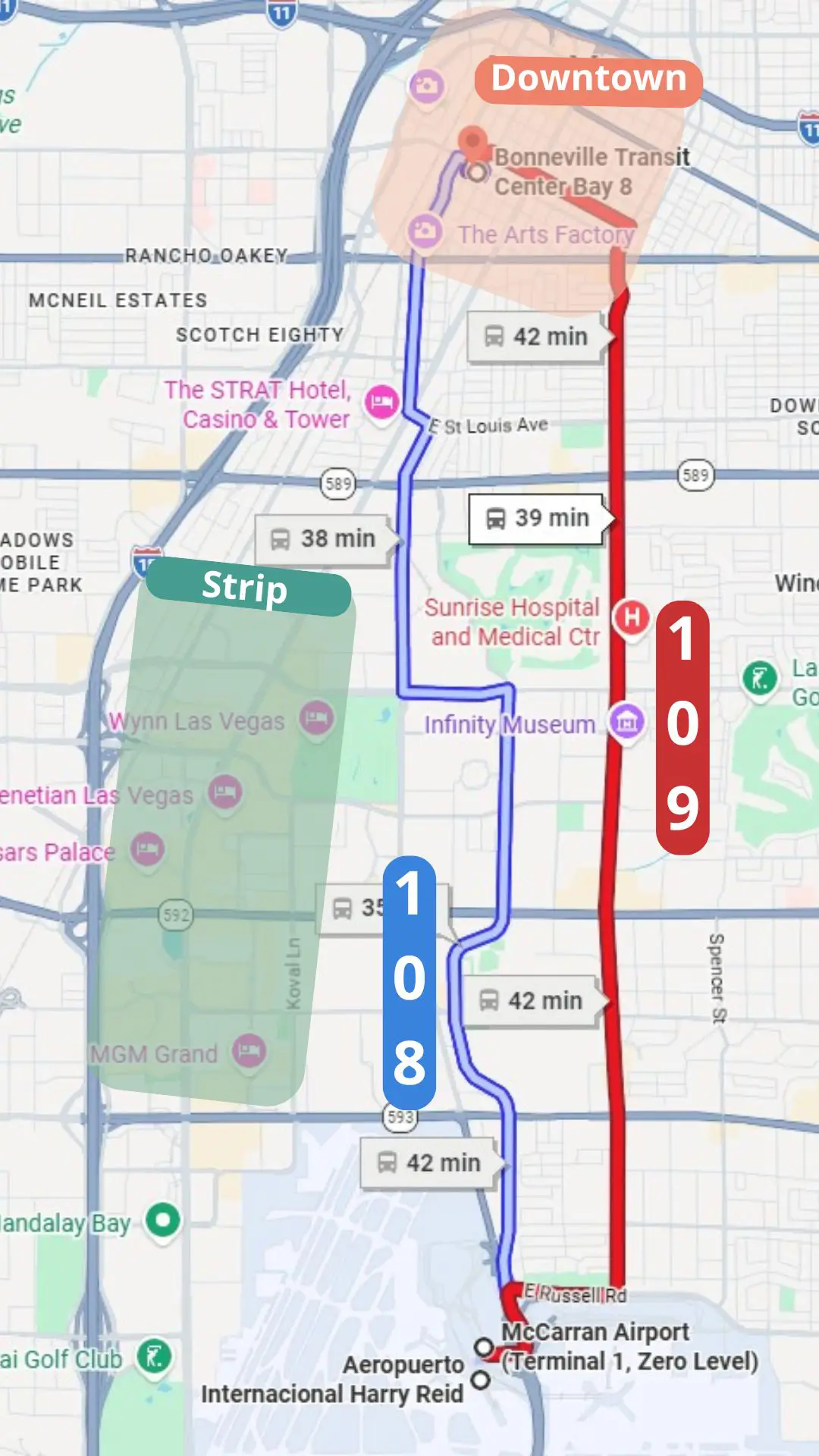 Transporte en el aeropuerto de Las Vegas