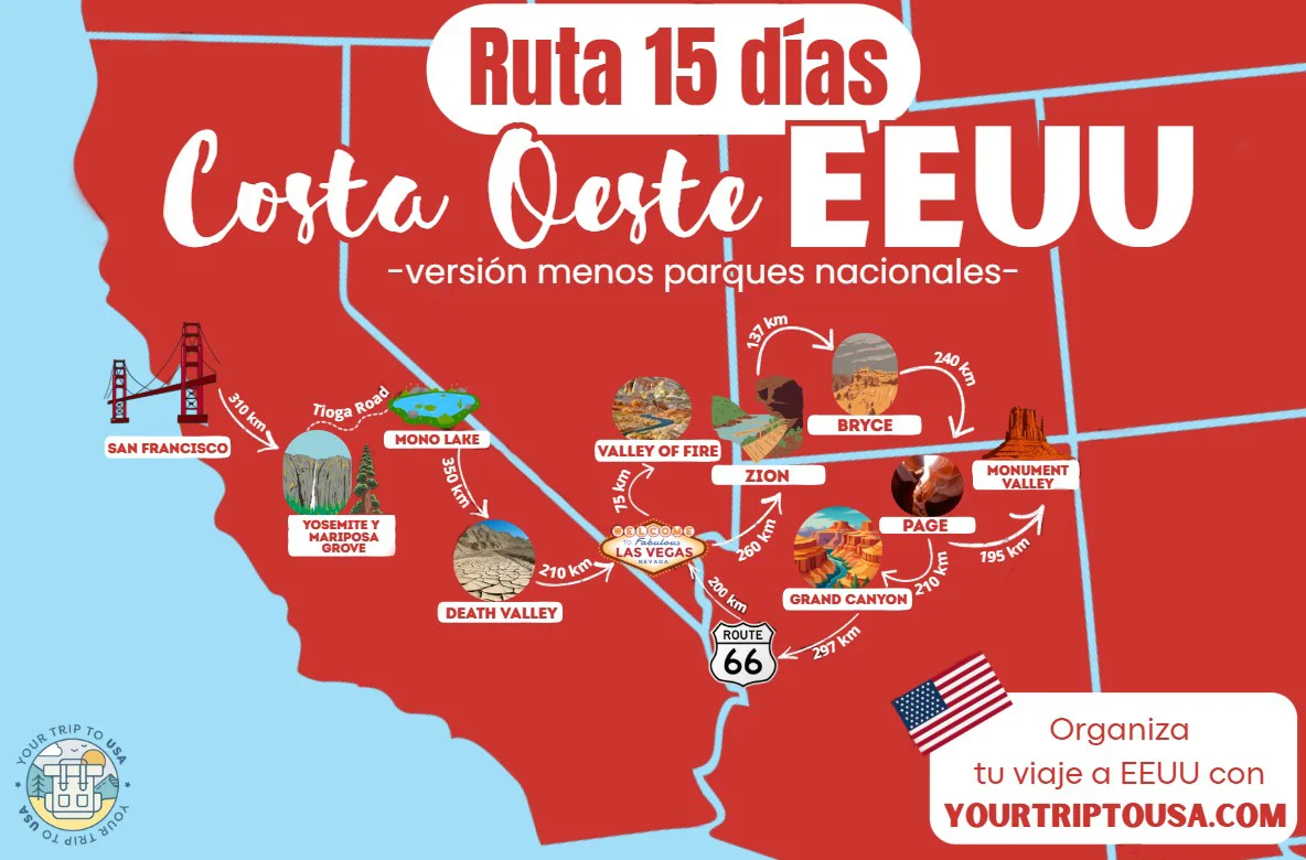 Mapa costa oeste Estados Unidos