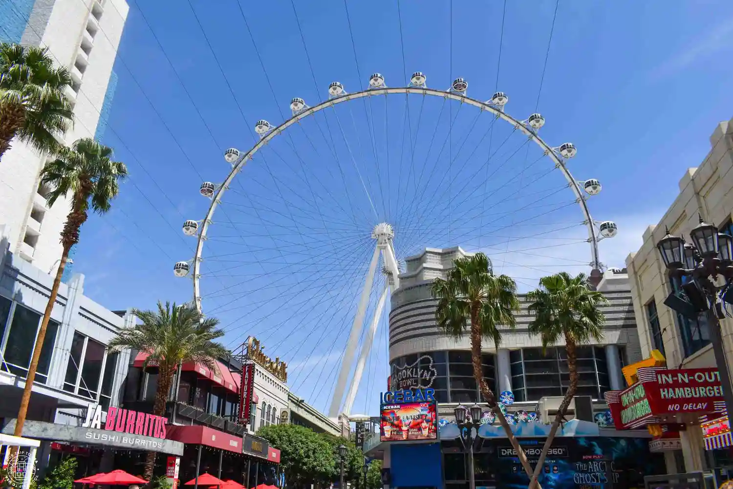 The LINQ Promenade with the High Roller in the background