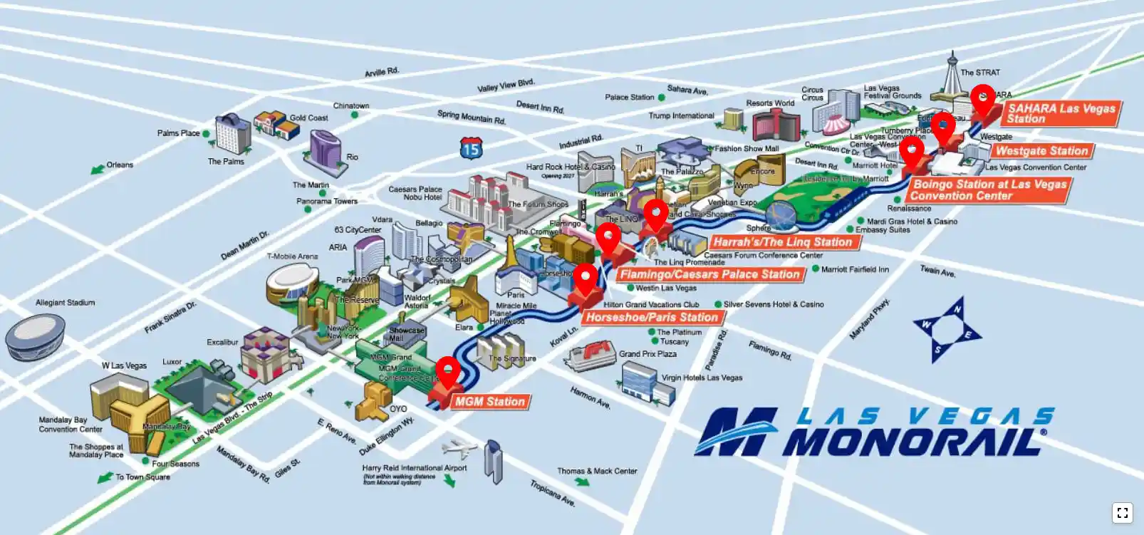Mapa del Monorrail de Las Vegas