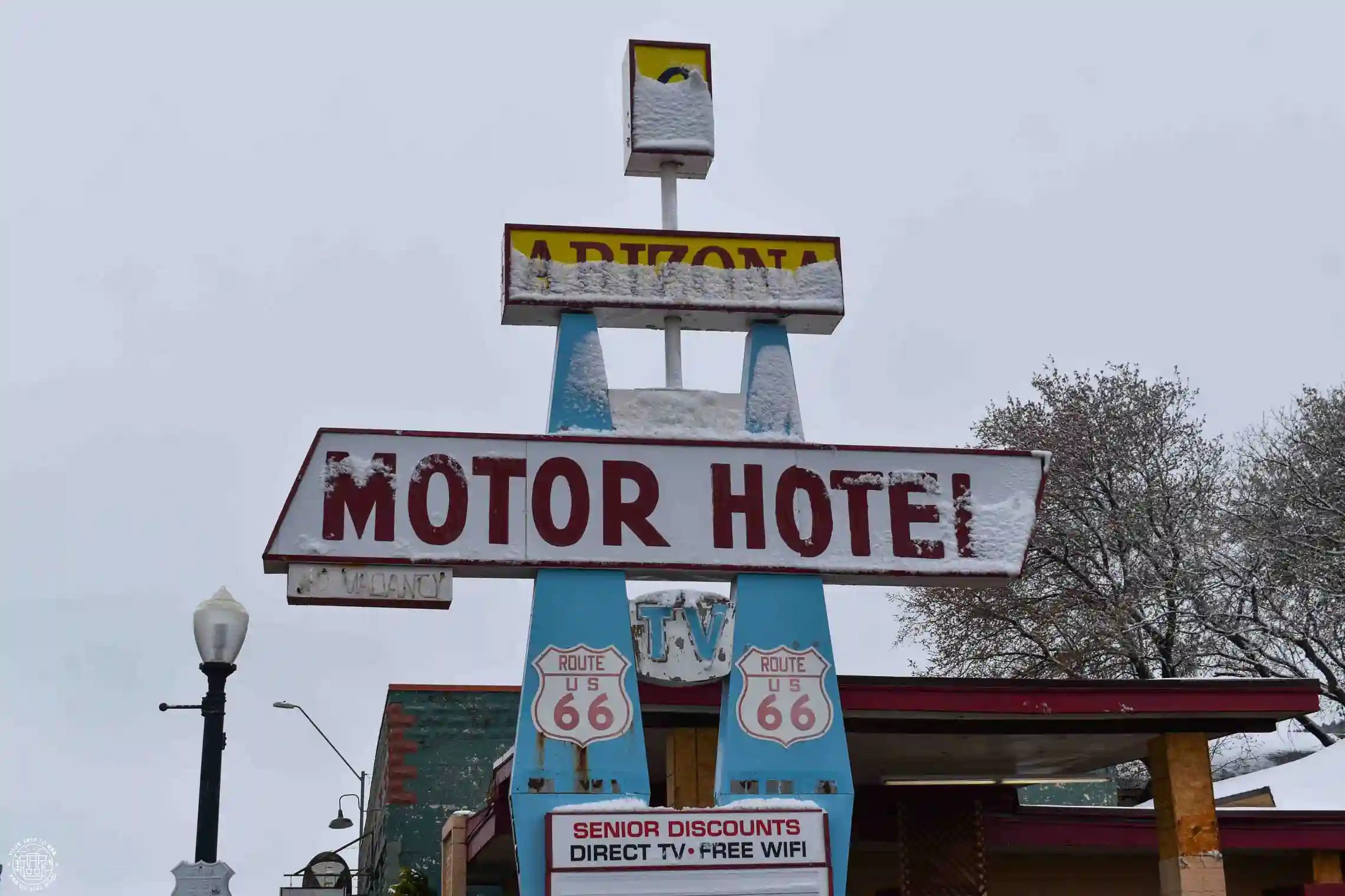 Sign for the Arizona 9 Motor Hotel, Williams