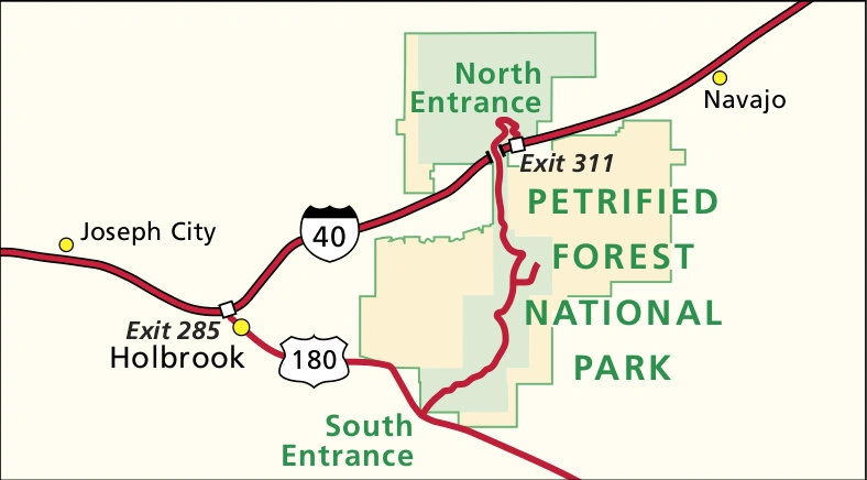 Accesos al Petrified Forest National Park