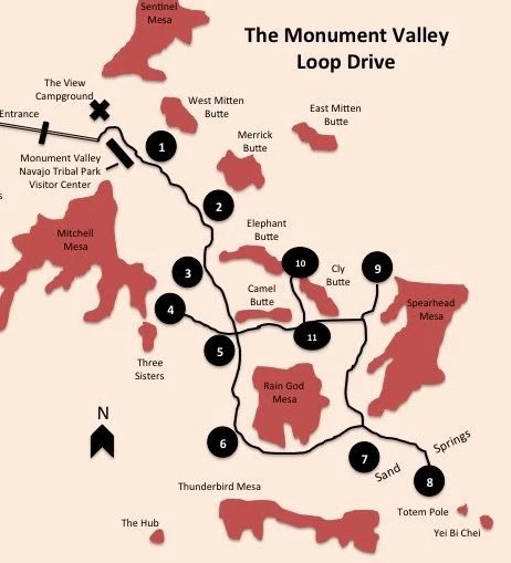 Mapa de la Scenic Drive de Monument Valley